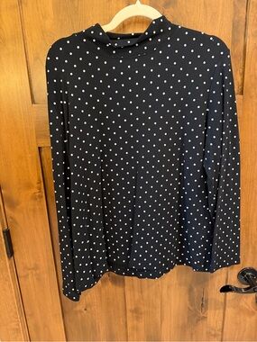 Style & Co. Black Long-Sleeve Polka Dot Tee